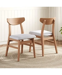 Streamdale Furniture 4-Piece Modern Scandinavian Dining Chairs, Curved Wood and Fabric
