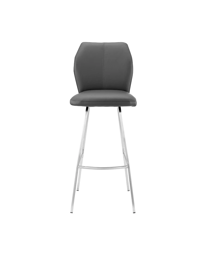 HomeRoots 26" Faux Leather and Iron Counter Height Bar Chair