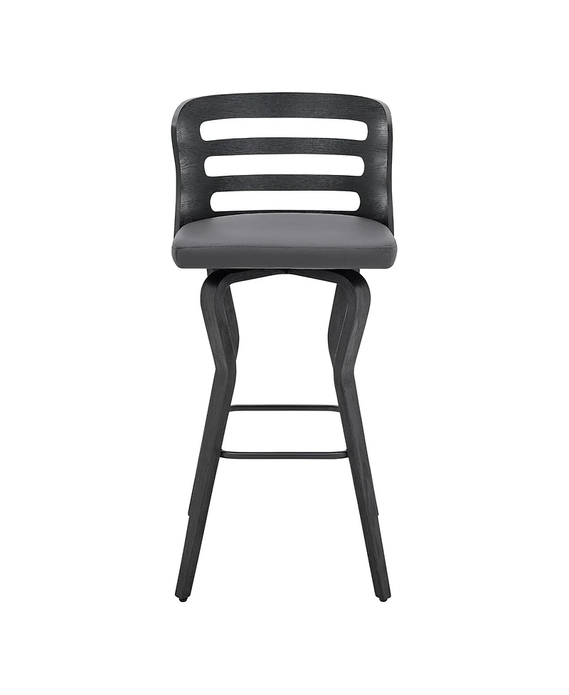 HomeRoots 29" Faux Leather and Iron Swivel Low Back Bar Height Bar Chair
