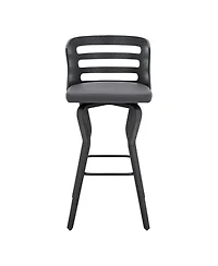 HomeRoots 29" Faux Leather and Iron Swivel Low Back Bar Height Bar Chair