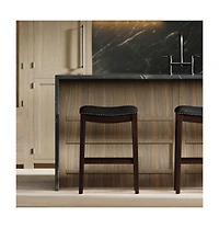 HomeRoots 31" Solid Wood Backless Bar Height Bar Chair