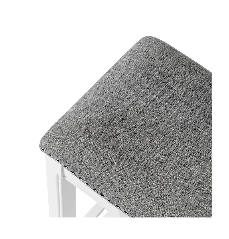 HomeRoots 26" Solid Wood and Linen Blend Backless Counter Height Bar Chair