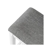 HomeRoots 26" Solid Wood and Linen Blend Backless Counter Height Bar Chair