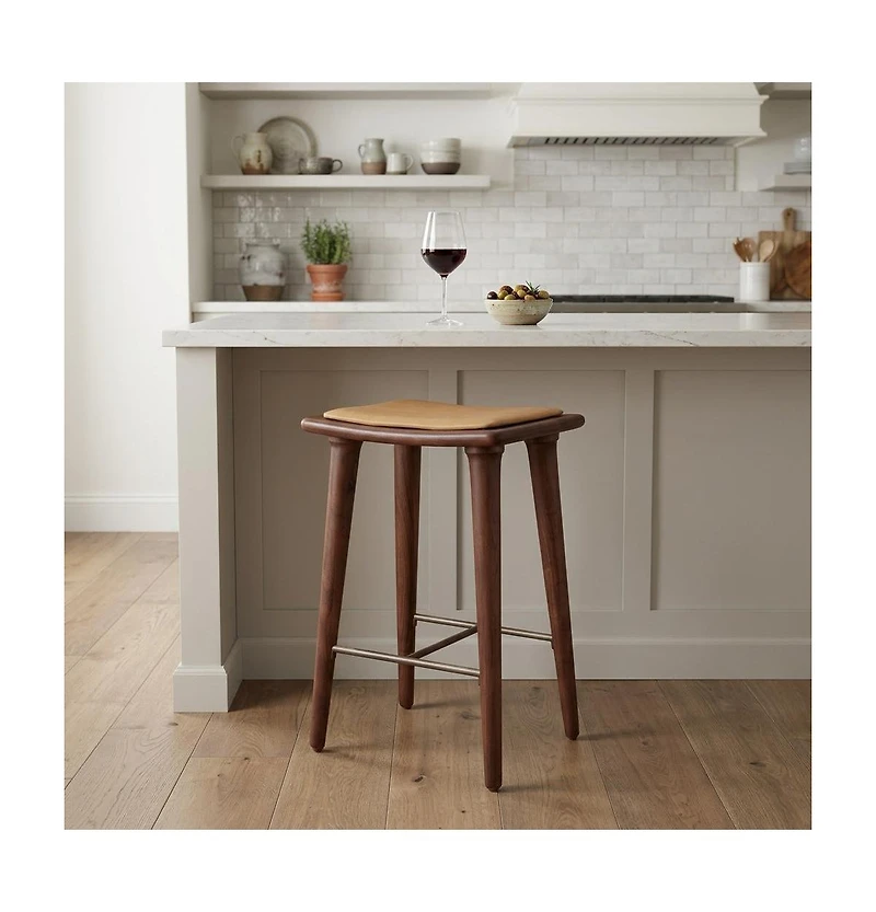 HomeRoots 24" Solid Wood Backless Counter Height Bar Chair