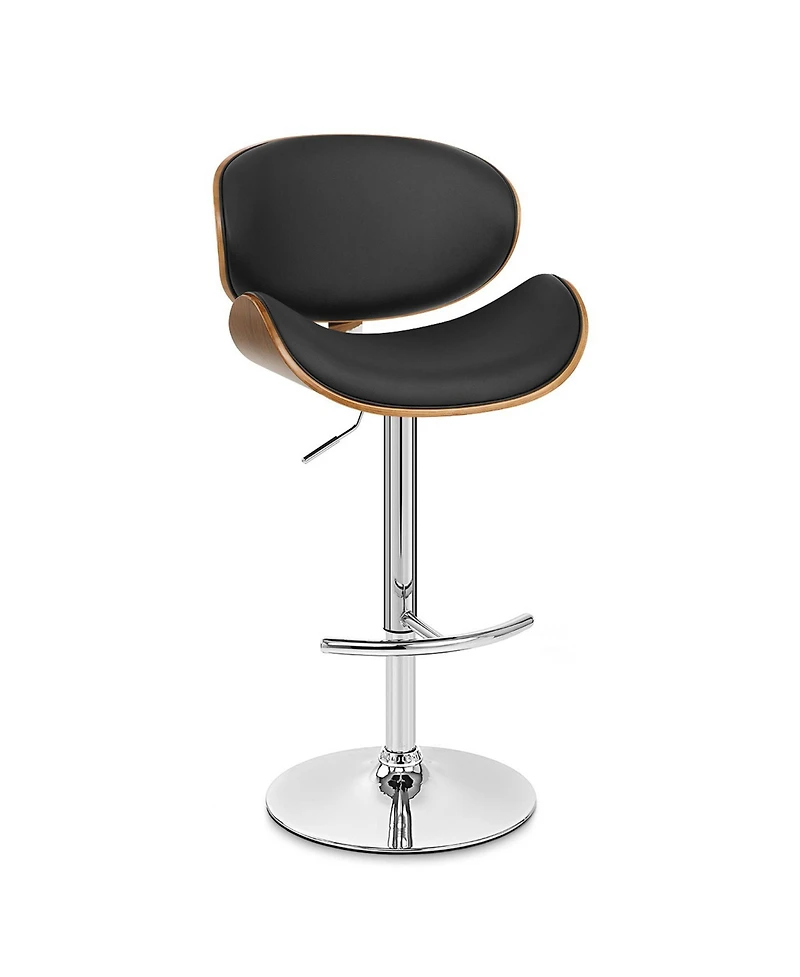 HomeRoots 25" Faux Leather and Solid Wood Swivel Low Back Adjustable Height Bar Chair
