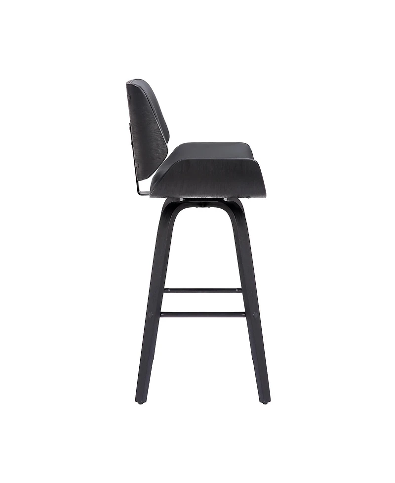HomeRoots 30" Faux Leather and Iron Bar Height Swivel Bar Chair