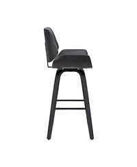 HomeRoots 30" Faux Leather and Iron Bar Height Swivel Bar Chair