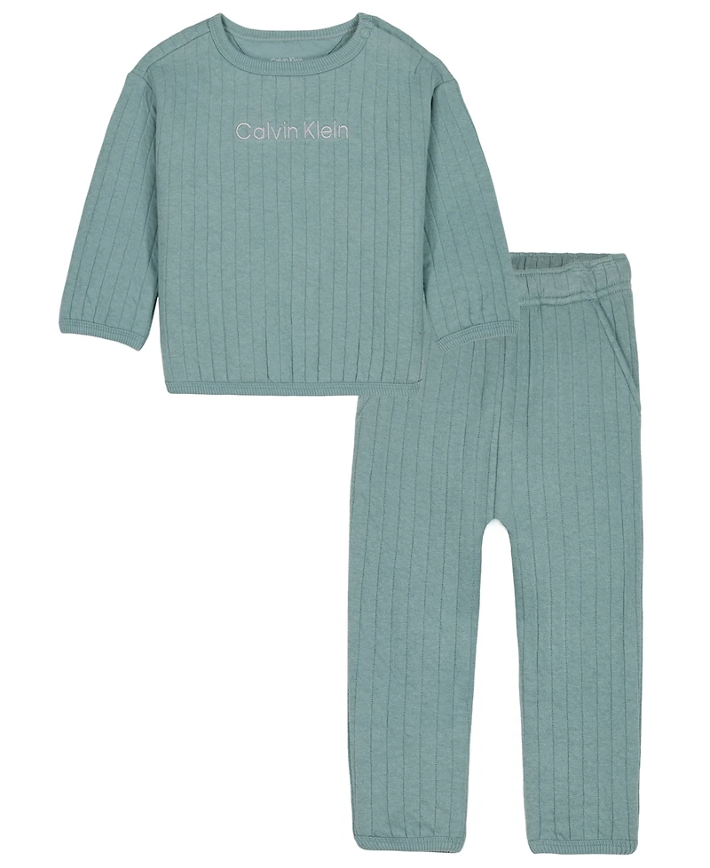 Calvin Klein Baby Boys' Long-Sleeve Top and Pants, 2-Piece Set