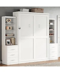 Streamdale Furniture Full Size Murphy Bed with Storage Shelves and Drawers