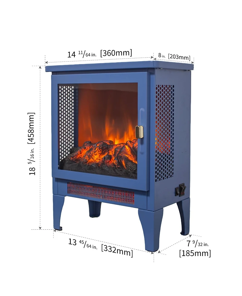 Mondawe 17 inch Freestanding Electric Fireplace Stove heater with 3D Flame Effect