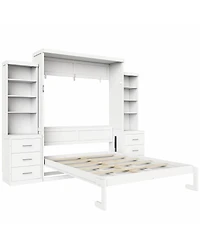 Streamdale Furniture Queen Size Murphy Bed with Storage Shelves and Drawers