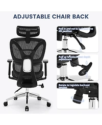 homfan Ergonomic Executive Office Chair, High Back Mesh Computer Chair with Adjustable Headrest and Lumbar Support for Home Office