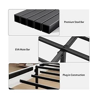 Lucky One King Size Bed Frame with Wooden Headboard, Hidden Under-Bed Storage, Usb Charging Station, No Box Spring Needed