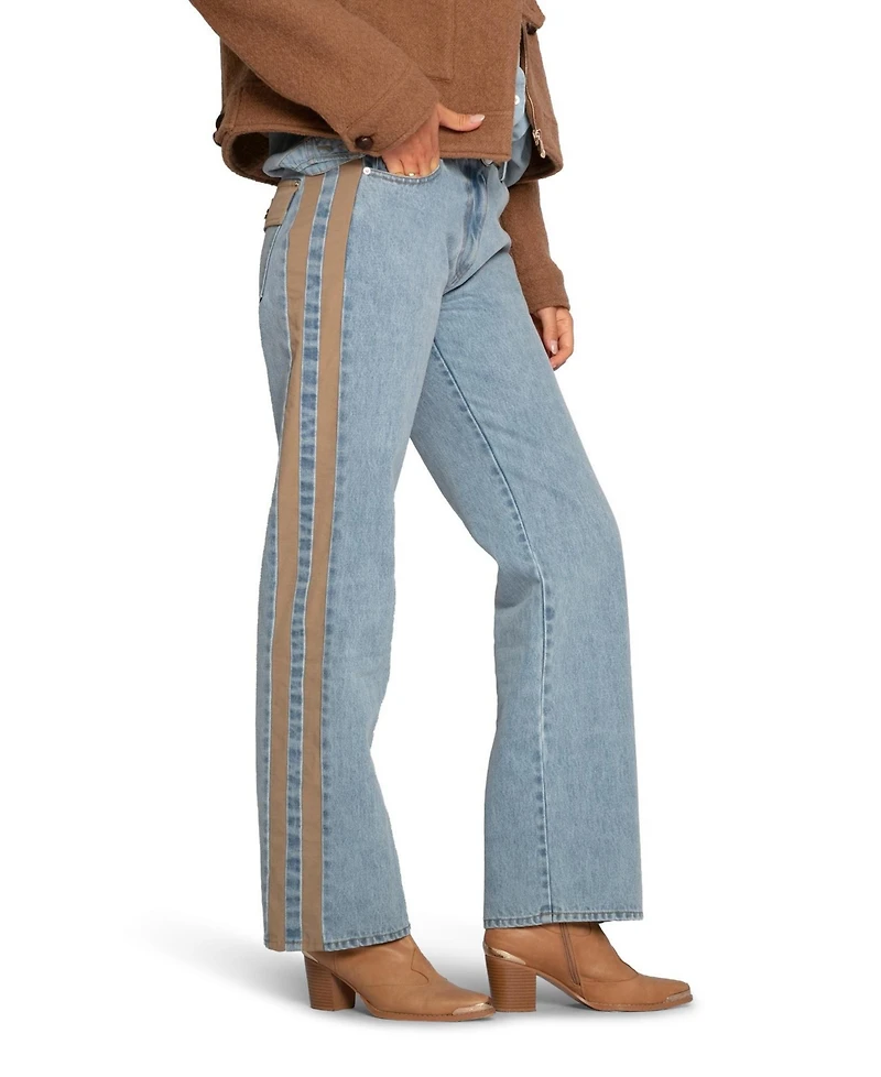 Belle & Bloom Women's Rebel Mid Rise Side Stripe Denim Jeans