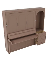 Streamdale Furniture Queen Size Murphy Bed with Storage, Led Lights, and 3 Drawers