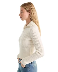 Good American Women's Spread Collar Zip-Front Sweater