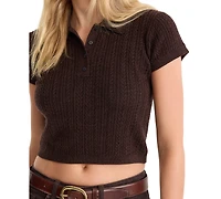 Good American Women's Polo Collar Short-Sleeve Top