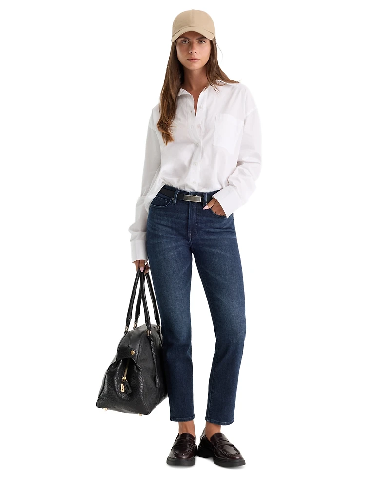 Good American Petite Mid-Rise Straight Ankle Jeans