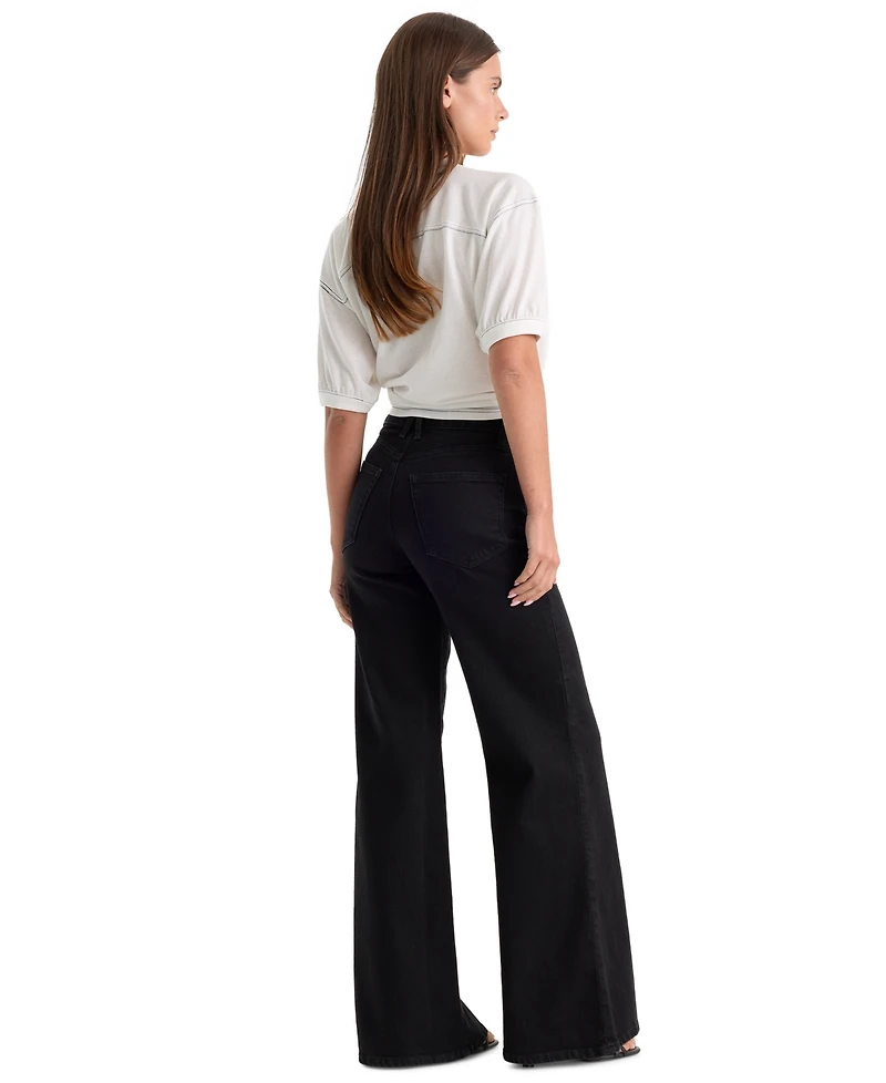 Good American Petite High-Rise Wide-Leg Ankle Pants