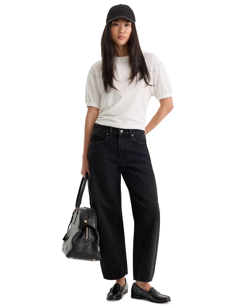 Good American Women's Mid-Rise Barrel-Leg Ankle Jeans