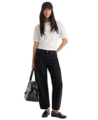 Good American Women's Mid-Rise Barrel-Leg Ankle Jeans