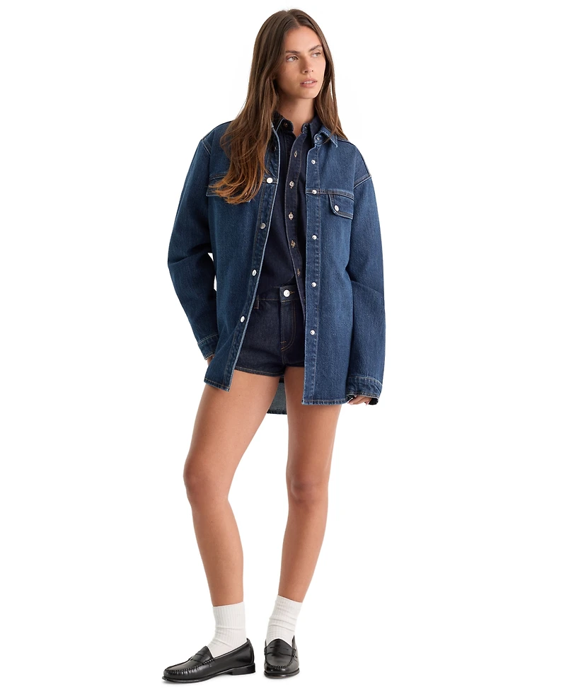 Good American Women's Collared Long-Sleeve Button-Front Top