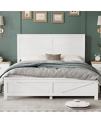Streamdale Furniture Farmhouse Queen Bed with Barn Door Headboard and Footboard