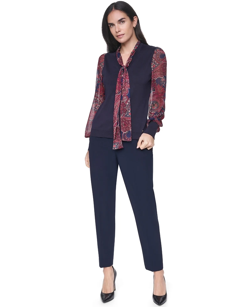 Tommy Hilfiger Women's Paisley V-Neck Sweater