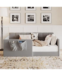 Streamdale Furniture Twin Velvet Upholstered Daybed with Side Storage Pockets