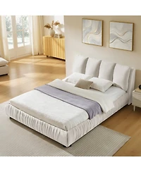 Streamdale Furniture Queen Size Upholstered Bed Frame, Modern Minimalist Velvet Bed