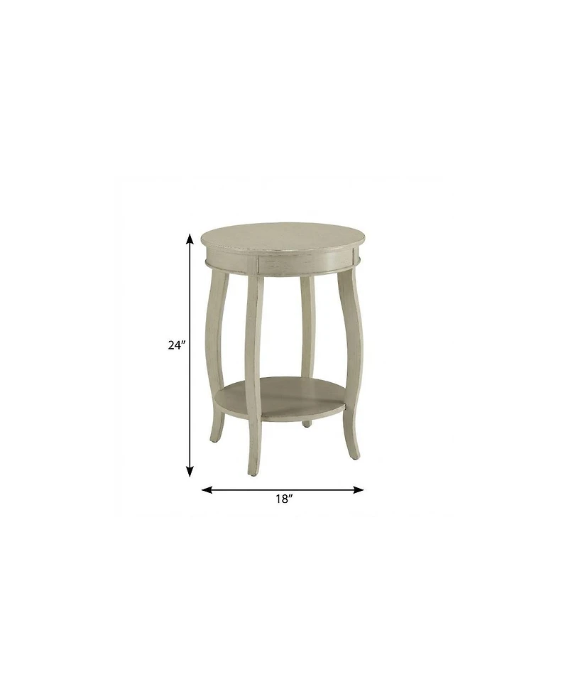 HomeRoots 24" Solid Wood Round End Table With Shelf