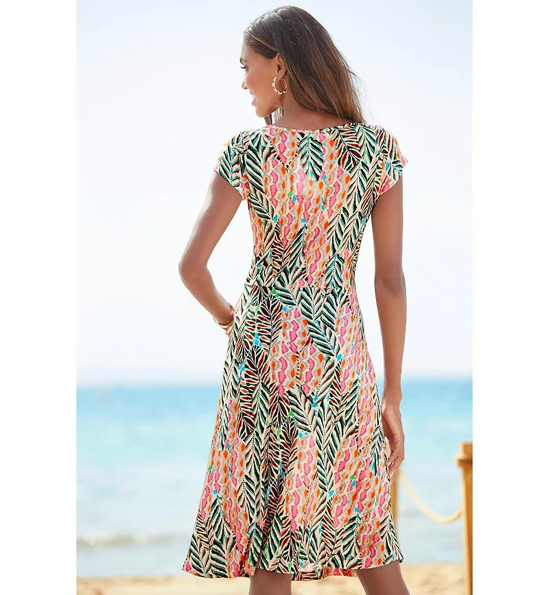 Lascana Women's Ruched V-Neck Dress