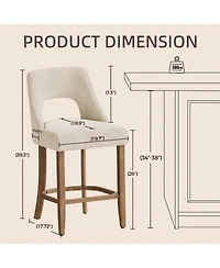 Streamdale Furniture Set of 2 Upholstered Counter Height Bar Stools with Wood Legs