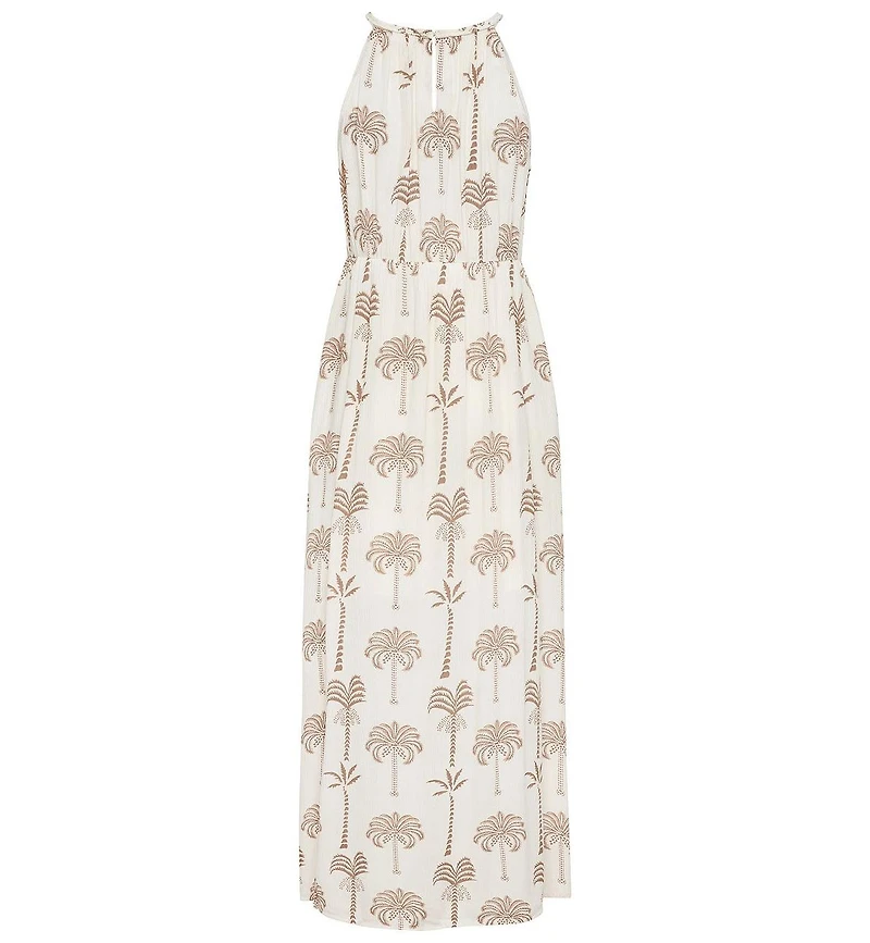Lascana Women's Palm Print High Neck Maxi Dress