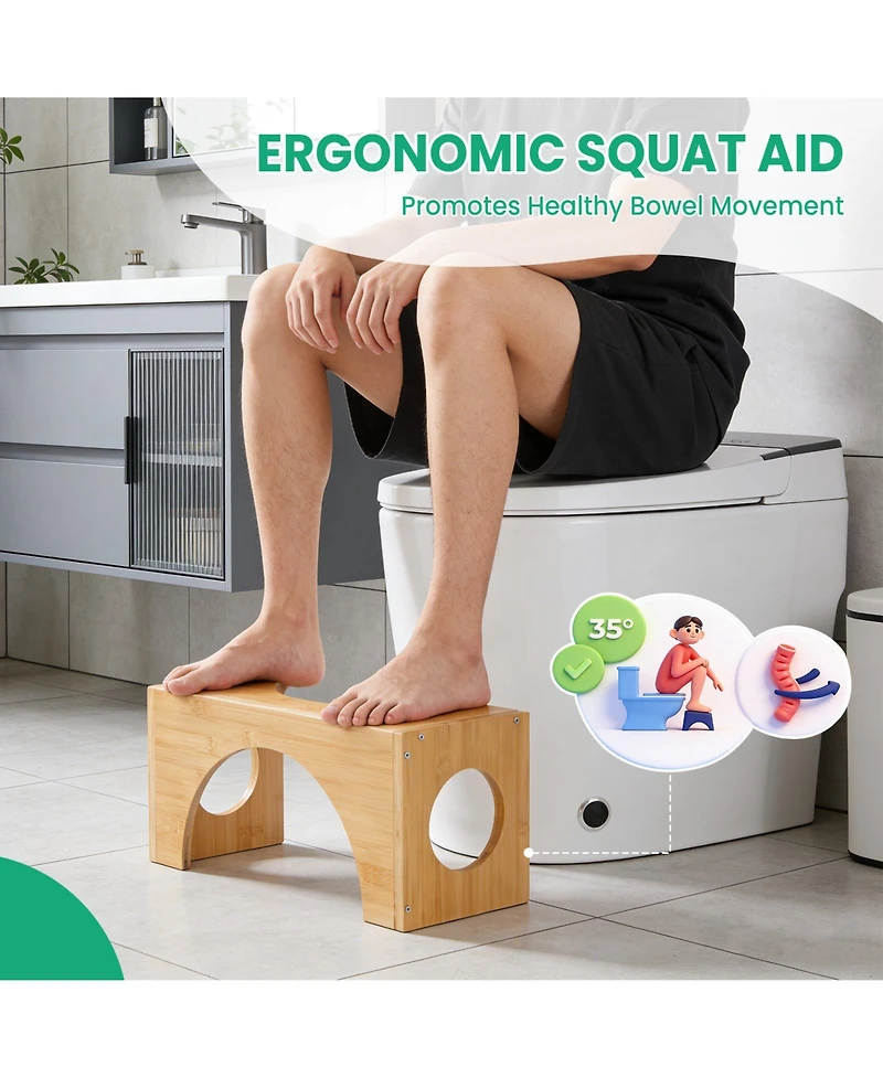 homfan Adjustable Footrest Bench, 9 Inch Ergonomic Step Stool with 2 Heights for Living Room or Bedroom