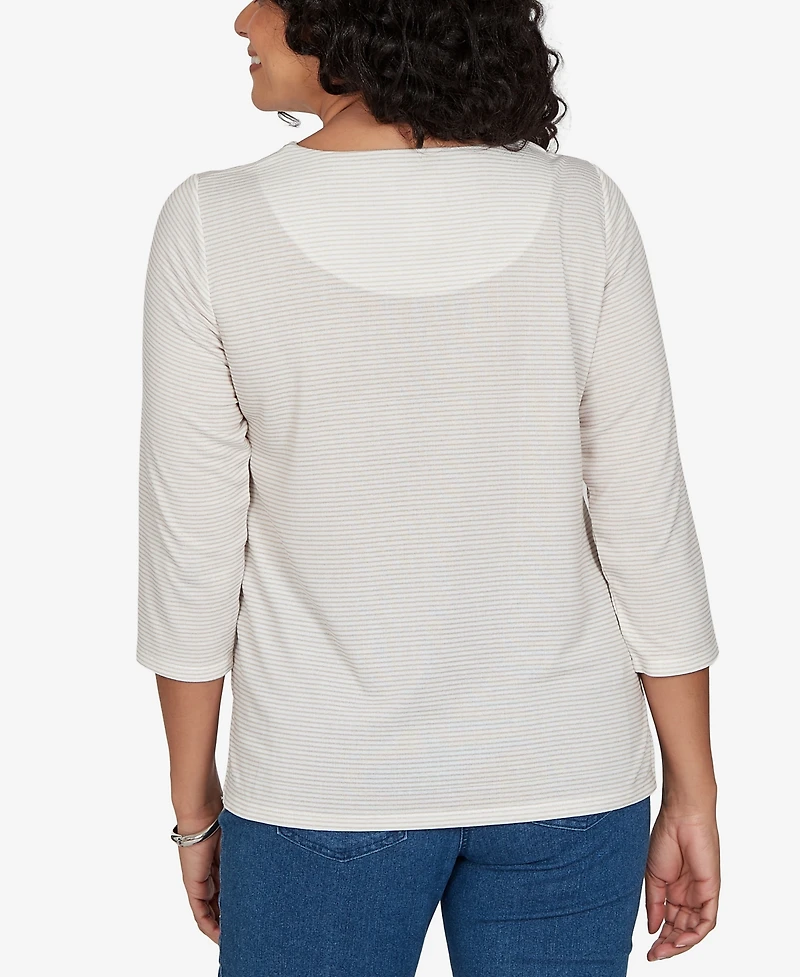 Alfred Dunner Women's Classic Santa Cat Knit Top