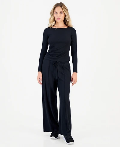 I.n.c. International Concepts Petite Ribbed Knit High Rise Drawstring Wide-Leg Pants, Macy's Exclusive