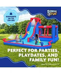 Sunny & Fun Inflatable Water Slide with Bounce House & Splash Pool