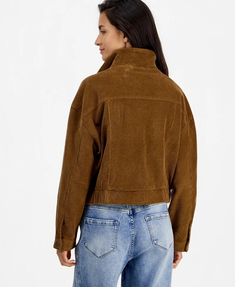 And Now This Women's Short-Corduroy-Stand-Collar Bomber Jacket, Macy's Exclusive