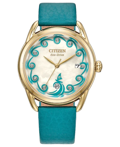 Citizen Women's Princess Moana Green Leather Strap Watch 36mm