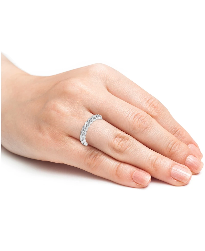 Diamond Diagonal Ring (1/6 ct. t.w.) Sterling Silver