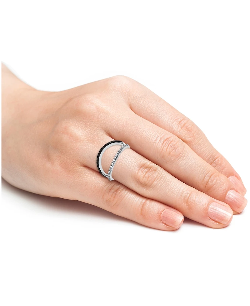Black Diamond (1/10 ct. t.w.) & White Split Ring Sterling Silver