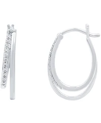 Diamond & Polished Double Oval Hoop Earrings (1/4 ct. t.w.) in Sterling Silver