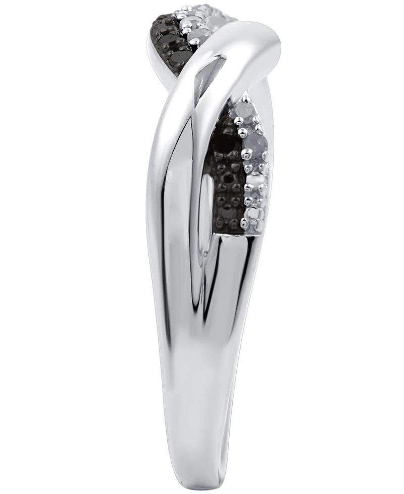 Black Diamond (1/10 ct. t.w.) & White (1/0 Twist Ring Sterling Silver