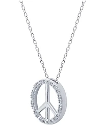 Diamond Peace Sign 18" Pendant Necklace (1/10 ct. t.w.) Sterling Silver or & 14k Gold-Plate