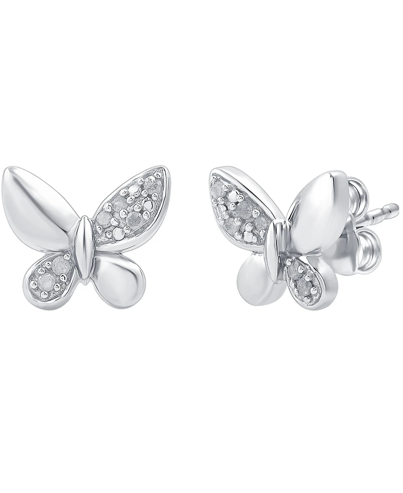 Diamond Butterfly Stud Earrings (1/10 ct. t.w.) in Sterling Silver