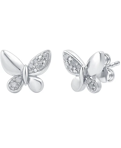 Diamond Butterfly Stud Earrings (1/10 ct. t.w.) in Sterling Silver
