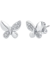 Diamond Butterfly Stud Earrings (1/10 ct. t.w.) in Sterling Silver