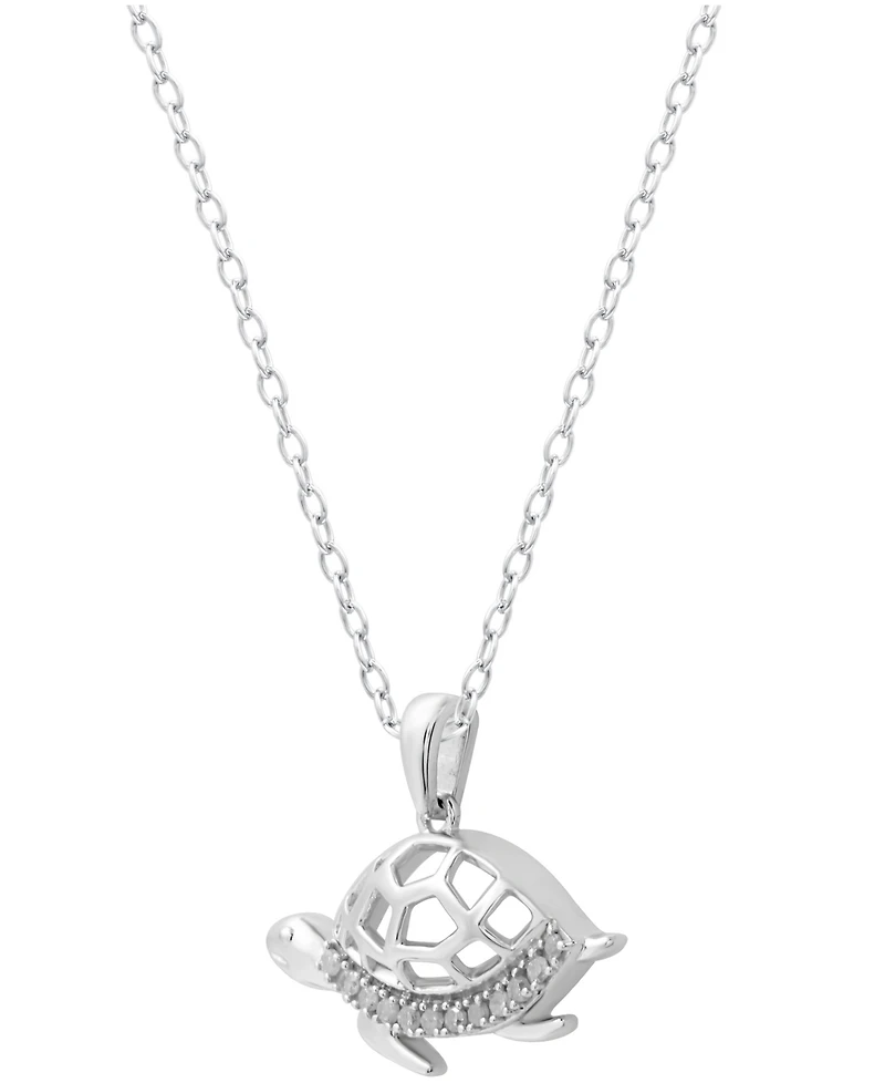 Diamond Turtle 18" Pendant Necklace (1/10 ct. t.w.) in Sterling Silver