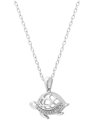 Diamond Turtle 18" Pendant Necklace (1/10 ct. t.w.) in Sterling Silver